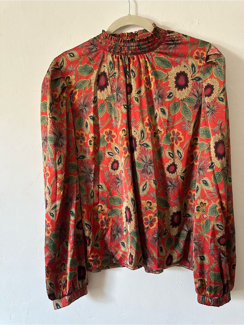 MELLODAY Floral Smocked Neck Blouse
